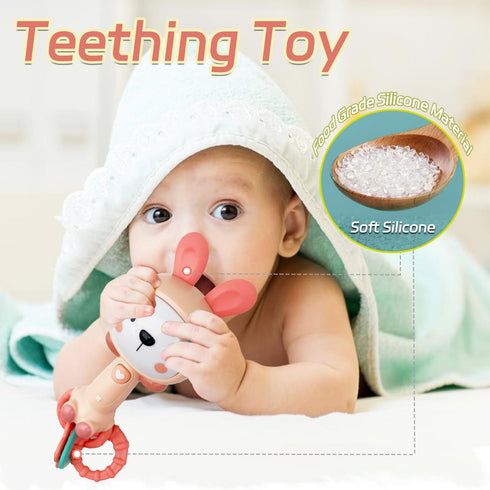 Baby Music Rattle Toy, Baby Teething Toy for Infants 6-12-18 Months Toddlers Sensory Toys Baby Boy Girl Gifts (Rabbit)...