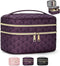 IGOLUMON Travel Makeup Bag Double Layer Make Up Bag Portable Large Cosmetic Bag Wide-open Toiletry Bag for Women Roomy Cosmetic Case Pouch Multifu...