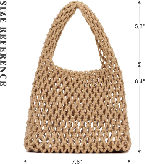 Freie Liebe Small Crochet Tote Bag for Women Summer Mesh Woven Handbags Beach Hobo Bag...