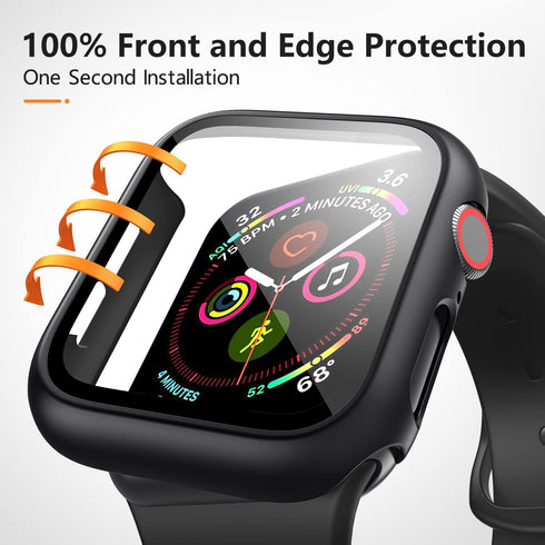 3 Pack Case for Apple Watch Series 9 Series 8 Series 7 45mm Hard PC Case with Tempered Glass Screen Protector Waterproof Anti-Scratch HD Ultra-Thi...