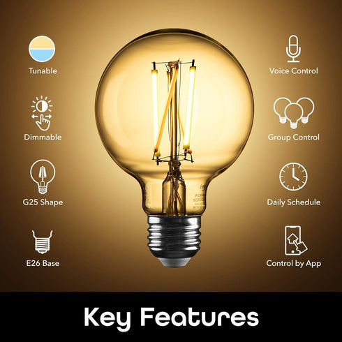 Geeni Smart Light Bulb - Alexa and Google Home Compatible, Tunable White LED Programmable and Dimmable Wifi Light Bulb, App Controlled (G25-2 Pack...