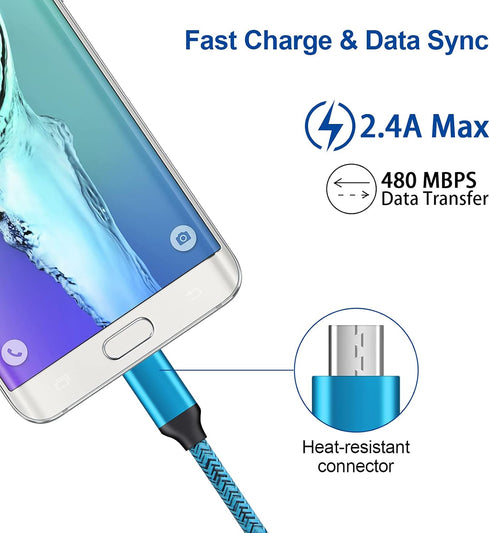 Android Phone Wall Charger Cube Block with Micro USB Cable Compatible for Moto E, G, G5 Plus/E5 Play E6 E4, Samsung Galaxy Note 5/4 S7 S6 J8 J7 J7...
