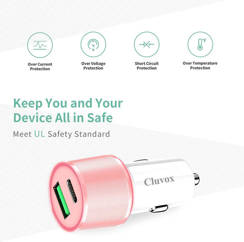 Cluvox 35W USB C Car Charger Adapter, Fast Charging Compatible for iPhone 15 Plus/Pro/Max/14/13/12/11, Samsung Galaxy Phone Charger for Automobile...