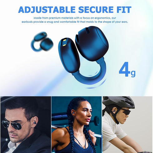 Open Ear Clip Earbuds Bluetooth 5.3 Wireless Sports Headphones with HD Dual Mic, 80 Hours Playtime Dual LED Display, IPX7 Waterproof for Sports/Wo...