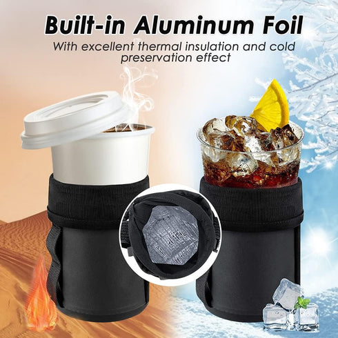 WOTOW Bike Insulated Water Bottle Holder Bag, Bicycle Drink Cup Holder, Handlebar Frame Strap-On No Screws Water Bottle Cage, Cycling Phone Storag...