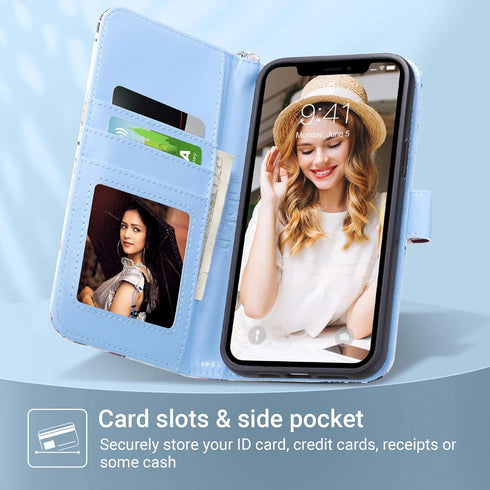 ULAK Compatible with iPhone 12 Pro Max Case with Card Holders, iPhone 12 Pro Max Case Wallet for Women, Durable PU Leather Flip Wristlet Stand Pho...