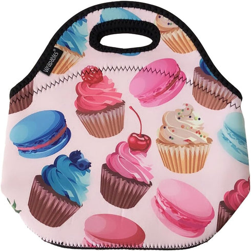 allydrew Insulated Neoprene Lunch Bag Zipper Lunch Box Tote, Cupcakes...