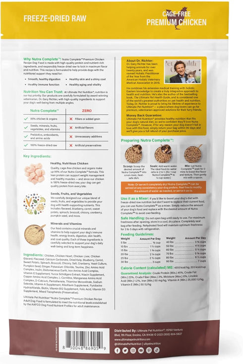 ULTIMATE PET NUTRITION Nutra Complete Raw Freeze Dried Dog Food, Veterinarian Formulated with Antioxidants, Prebiotics & Amino Acids (5 Ounce, Chi...