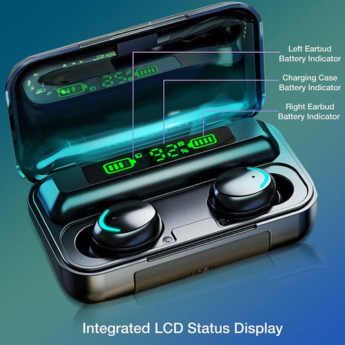 Acuvar Fully Wireless Bluetooth 5.0 Rechargeable IPX7 Waterproof Earbud Headphones with Microphone 100+ Hrs Playtime Case, Powerful Surround Stere...