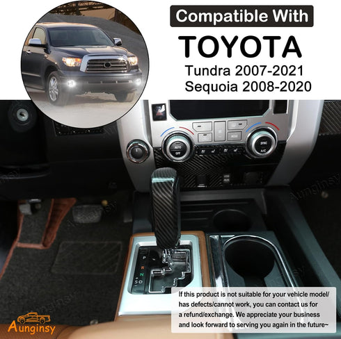 Car Shifter Gear Hand Brake Trim Cover Compatible with Toyota Tundra 2007-2021 Sequoia 2008-2020 Center Console Gear Shift Head Protection Cover A...