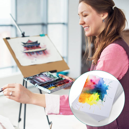 TecUnite 60 Sheets Watercolor Paper Pad Bulk Art White Cold Press Painting Paper for Kids Watercolorist Drawing Student Artist(9 x 6 Inch,Cold Pre...