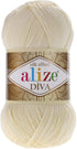 Alize Diva Silk Effect 100% Microfiber Acrylic Yarn 1 Ball skeins 100gr 383yds Color (1 - Cream)...
