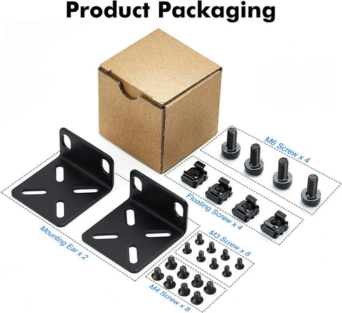 MokerLink Rack Mount Kit for 17.3 inch Wide Switches, Adjustable Hole Distance 14-29mm, 0.5-1.14inch, Compatible for Some Cisco, NETGEAR, Dell, D-...