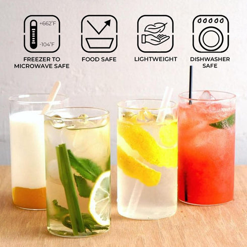 Borosil Drinking Glasses, 12 Oz, Set of 6, BPA Free, Borosilicate Drinking Glass, Clear & Lightweight Water Glass Set, Odor Resistant, Freezer & D...