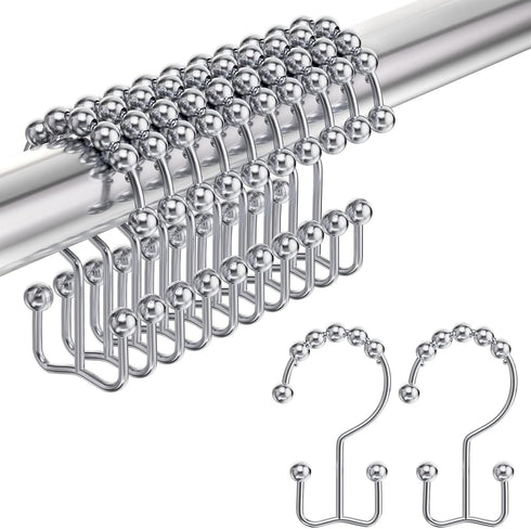 Amazer Shower Curtain Hooks Rings, Rust-Resistant Stainless Steel Double Shower Curtain Hooks, Shower Hooks for Shower Curtain and Liner Bathroom,...