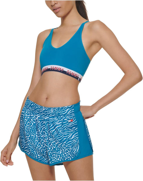 Tommy Hilfiger Sport Womens Logo Fitness Sports Bra Blue M...