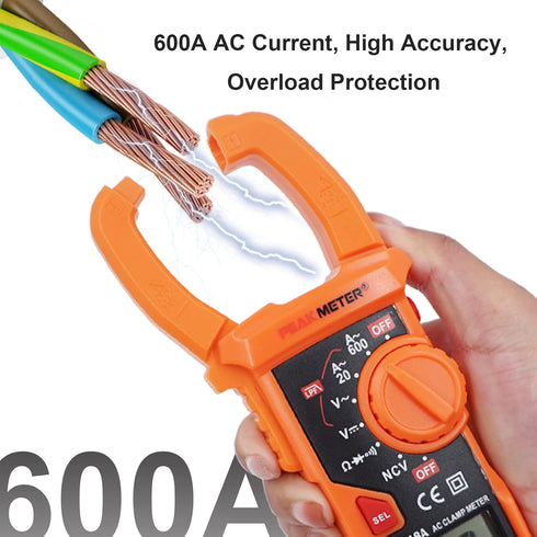 Digital Clamp Meter Auto-Ranging Multimeter Amp Voltage Tester Measure AC Current 600 A, AC/DC Voltage, Resistance, NCV, LPF, Diodes, Continuity a...
