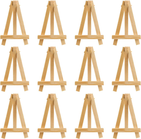 Onwon 12 Pcs 5 Inch Mini Wood Display Easel Natural Wood Painting, Drawing, Photos, Card Holder Decorative Display (5" / 12.7cm)...