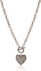 GUESS Rose Gold-Tone Pave Crystal Glass Stone Heart Pendant Toggle Necklace...