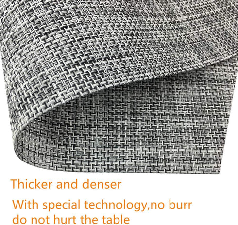 Wedge Placemats Set of 4 Vinyl Placemats for Round Tables Woven Non-Slip Heat-Resistant Easy to Clean Wipeable Washable Dinner Table Mats?Gray?...