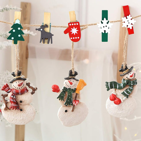 100pcs Christmas Wood Clips Xmas Tree Snowflake Elk Gloves Clothespins DIY Photo Pegs Hanging Clips for Party Favors Home School Art Craft Decor...