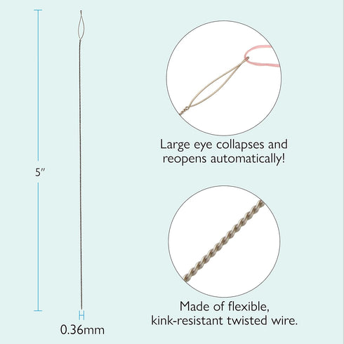 The Beadsmith Basic Elements Collapsible Eye Needles – 5 Inch Long – Flexible Twisted Wire – Large Eye, Easy to Thread – 4 Medium Needles...