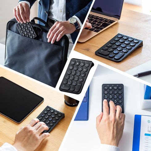 SANWA Bluetooth Numeric Keypad, Rechargeable Wireless Ten Key Number Pad, 22-Key Portable & Slim Financial Accounting Numpad for Laptop Computer, ...