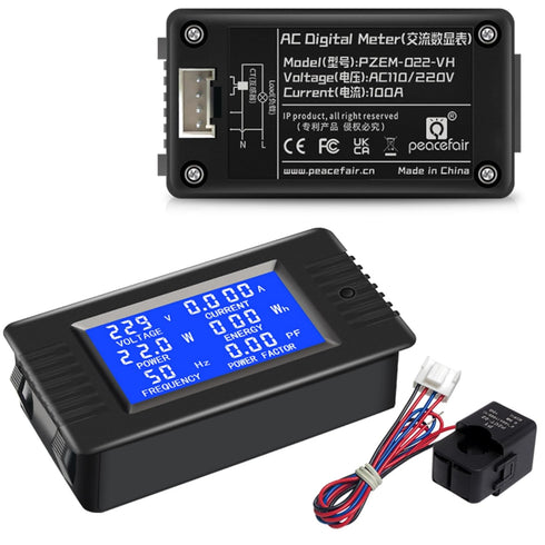 AC 80-260V Current Voltage Amperage Power Energy Panel Meter 100A LCD Display CT Digital Voltmeter Ammeter Voltage Current Tester Power Energy Fre...