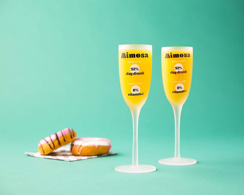BigMouth Inc. Mimosa Recipe Glass Set – Set of 2 – Each Glass Reads “92% Day Drunk” and “8% Vitamin C” - Makes a Great Gift, Made of Glass, Clear,...