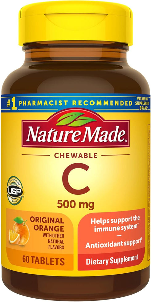 Nature Made Chewable Vitamin C 500 mg, Dietary Supplement for Immune Support, 60 Tablets, 60 Day Supply...