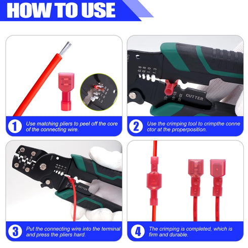 Twidec/150PCS Nylon Spade Connectors Kit 22-18 Gauge Quick Disconnect Fully Insulated Female Wire Spade Terminal Assortment Kit Red N-066-R-Fe...