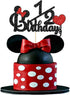 Happy 1/2 Birthday Cake Topper, Black and Red Glitter Mouse Theme Baby Shower Sign, Carton Theme Cake Decoration, 6 Months Birthday Party Supplies...