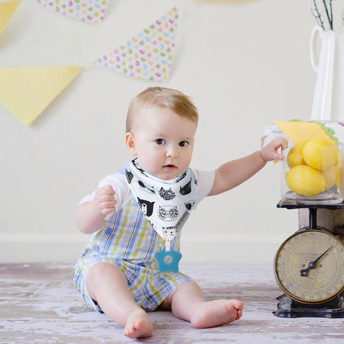 Baby Bandana Drool Bibs 6-Pack and Teething Toys 6-Pack Made with 100% Organic Cotton, Absorbent and Soft Unisex...