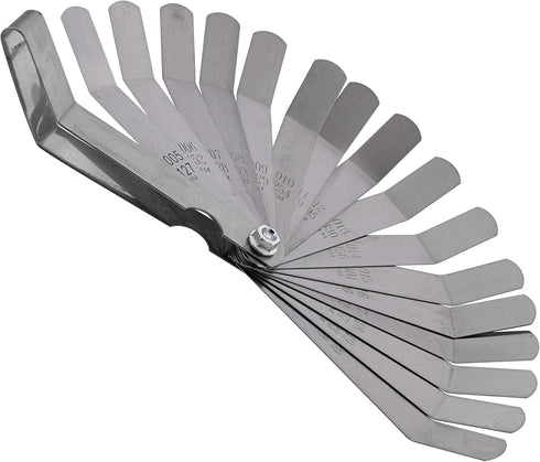 ABN Universal Standard SAE and Metric Offset Valve Feeler Gauge 16-Piece Blade Tool for Measuring Gap Width/Thickness...