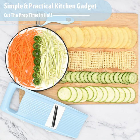 5 in 1 Mandoline Slicer for Kitchen, Vegetable Slicer Multi Blade Potato Chip, Veggie shredder, Vegetable Cutter, Julienne Shredder and peeler For...