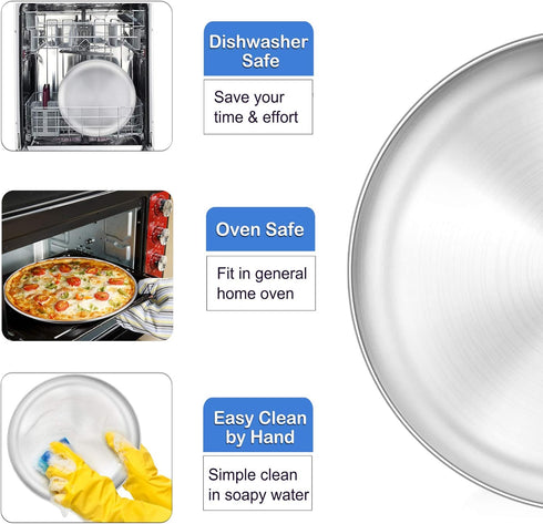 P&P CHEF Pizza Pan Bakeware for Home Kitchen, Stainless Steel Pizza Tray for Baking Pizza, Healthy & Reusable & Easy Clean, Oven & Freezer Safe, 1...