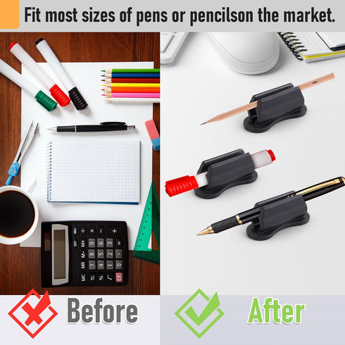 12 Packs Upgraded Pen Holder, Adhesive Pencil Holder for Desk Wall Mouted?Marker Holder, Silicone Pen Holder for Clipboard, Teacher Supplies for C...