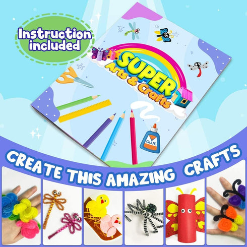 FUNZBO Arts and Crafts Supplies for Kids - Kids Craft Kit with Art Supplies & Craft Supplies, Preschool Learning Activities, Crafts for Kids, DIY ...