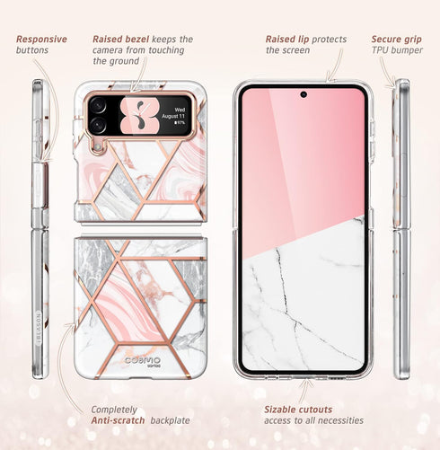 i-Blason Cosmo Series Case for Samsung Galaxy Z Flip 3 5G (2021), Slim Stylish Protective Bumper Case Without Built-in Screen Protector (Marble)...