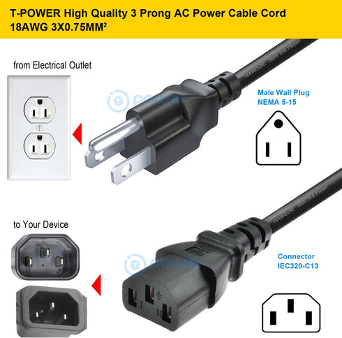 T POWER 4 FT Long 3 Prong AC Power Cord for Instant Pot Pressure Cookers, Rice Cookers, Soy Milk Makers, and Other Kitchen Appliances Power Cord M...