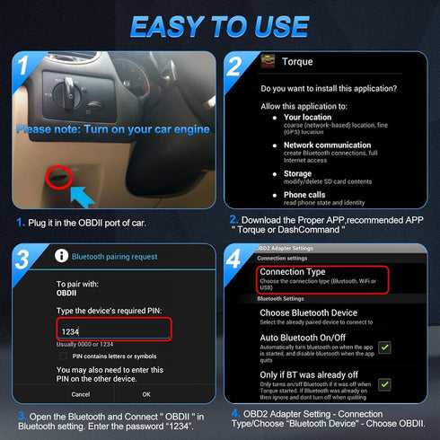 OBD2 Bluetooth Scanner for iPhone iOS Android Windows Car Code Reader Enhanced Auto Diagnostic Scan Tool Odb2 OBDII Adapter Check Engine Light Liv...