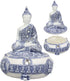 Ebros Gift Bhumisparsha Mudra Buddha Amitabha Meditating Terracotta Blue And White Round Jewelry Box Figurine 5.25"Diameter Buddhist Eastern Enlig...