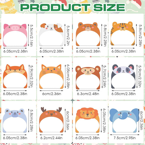 12 Shape Cute Animal Sticky Notes, Kawaii Self-Stick Notepads Cartoon Markers Flags Cute Sticky Memo Pads Students Home Office Gifts Tab Supplies ...