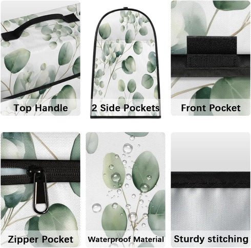 Large Blender Cover Eucalyptus Leaves Stand Dust Covers for Appliance Kitchen Mixer Covers with Top Handle Pockets Waterproof Food Processor Prote...