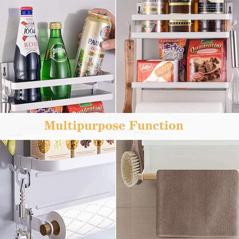 Magnetic Spice Rack for Refrigerator White Magnetic Paper Towel Holder for fridge Magnetic Shelf Magnetic Shelves Fridge Magnet Organizer Spice Ra...