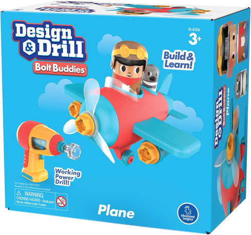 Educational Insights Design & Drill Bolt Buddies Plane Take Apart Toy with Electric Toy Drill, Preschool STEM Toy, Gifts for Boys & Girls, Ages 3+...