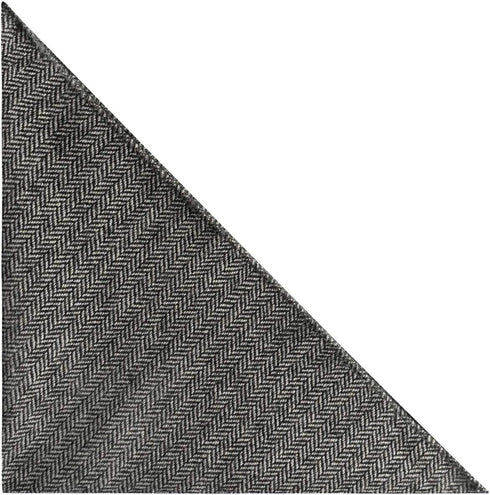 King & Priory Black Herringbone Pocket Square, Handkerchief, Charcoal Grey...