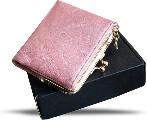 AOXONEL Womens Wallet Small Rfid Ladies Compact Bifold Leather Vintage Coin Purse With Zipper and Kiss Lock...
