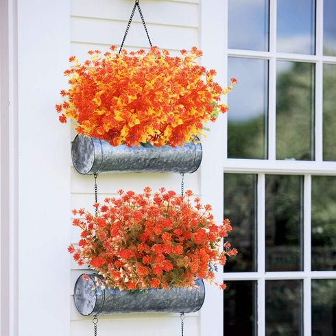 12 Bundles Outdoor Artificial Flowers UV Resistant Fake Boxwood Plants, Faux Greenery for Indoor Outside Hanging Plants Garden Porch Window Box Ho...
