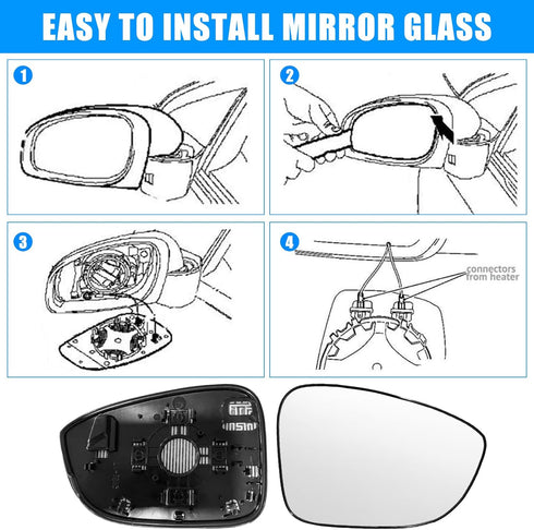 Compatible With Honda Accord 2018 2019 2020 2021 2022 Passenger Right Side Mirror Glass Replacement, Heated Side Rearview Mirror with Backing Plat...
